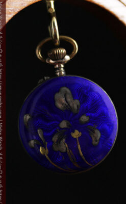 青いエナメル 銀無垢アンティーク懐中時計 【1890年頃】-p2316-5