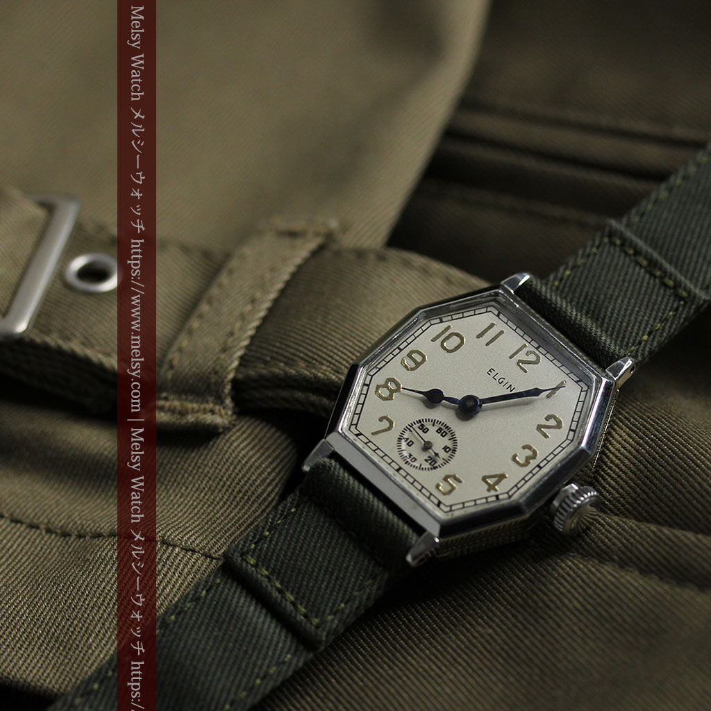 縦長八角形 エルジンのアンティーク腕時計 【1929年頃】