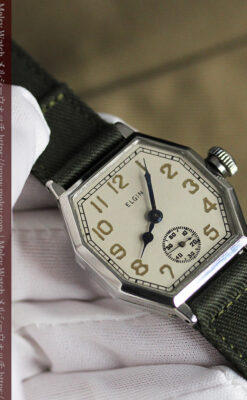 縦長八角形 エルジンのアンティーク腕時計 【1929年頃】-W1549-13