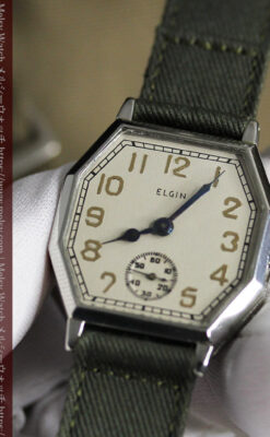 縦長八角形 エルジンのアンティーク腕時計 【1929年頃】-W1549-14