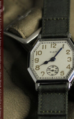 縦長八角形 エルジンのアンティーク腕時計 【1929年頃】-W1549-2