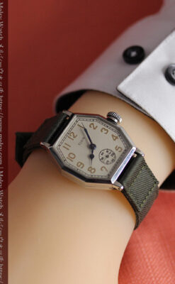 縦長八角形 エルジンのアンティーク腕時計 【1929年頃】-W1549-21