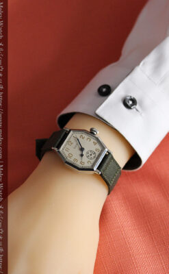 縦長八角形 エルジンのアンティーク腕時計 【1929年頃】-W1549-22