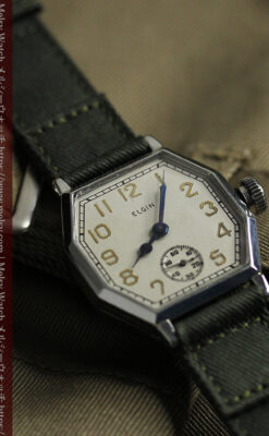 縦長八角形 エルジンのアンティーク腕時計 【1929年頃】-W1549-5