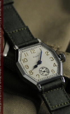 縦長八角形 エルジンのアンティーク腕時計 【1929年頃】-W1549-6
