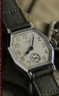 縦長八角形 エルジンのアンティーク腕時計 【1929年頃】-W1549-7