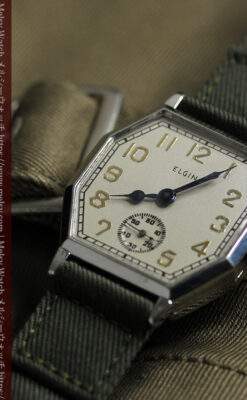 縦長八角形 エルジンのアンティーク腕時計 【1929年頃】-W1549-8