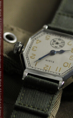 縦長八角形 エルジンのアンティーク腕時計 【1929年頃】-W1549-9