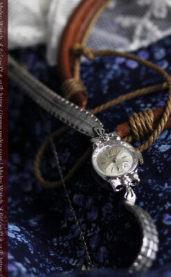 グリュエン 可愛いリボン飾りのアンティーク腕時計 【1950年頃】-W1550-4