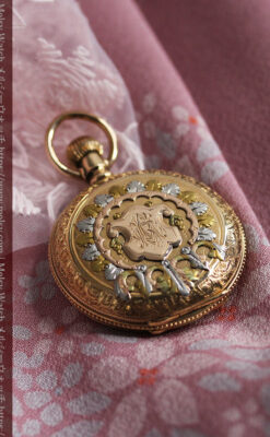 ウォルサム 14金無垢アンティーク懐中時計 翠玉とダイヤモンド 【1893年製】-P2146-10