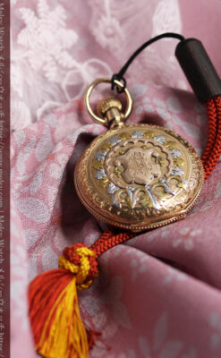 ウォルサム 14金無垢アンティーク懐中時計 翠玉とダイヤモンド 【1893年製】-P2146-11