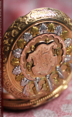 ウォルサム 14金無垢アンティーク懐中時計 翠玉とダイヤモンド 【1893年製】-P2146-15