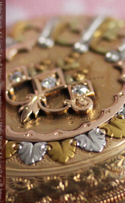 ウォルサム 14金無垢アンティーク懐中時計 翠玉とダイヤモンド 【1893年製】-P2146-16