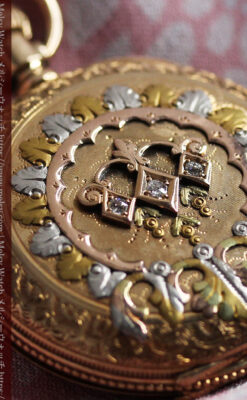 ウォルサム 14金無垢アンティーク懐中時計 翠玉とダイヤモンド 【1893年製】-P2146-17