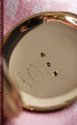 ウォルサム 14金無垢アンティーク懐中時計 翠玉とダイヤモンド 【1893年製】-P2146-23