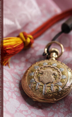 ウォルサム 14金無垢アンティーク懐中時計 翠玉とダイヤモンド 【1893年製】-P2146-4