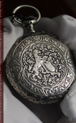 ロンジン 銀無垢アンティーク懐中時計 獅子と盾【1899年製】古典の極み-P2317-19