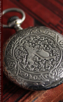 ロンジン 銀無垢アンティーク懐中時計 獅子と盾【1899年製】古典の極み-P2317-20