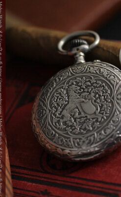 ロンジン 銀無垢アンティーク懐中時計 獅子と盾【1899年製】古典の極み-P2317-6