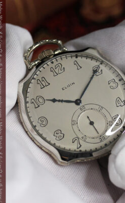 エルジン 特許を得た特殊な形のアンティーク懐中時計 【1927年製】-P2318-14