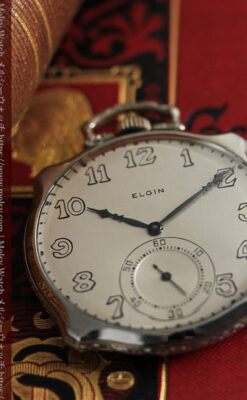 エルジン 特許を得た特殊な形のアンティーク懐中時計 【1927年製】-P2318-7