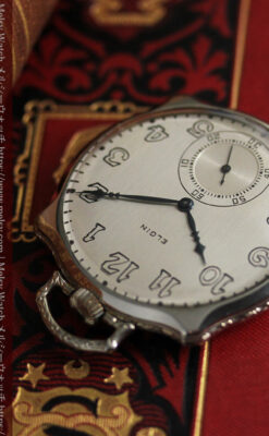 エルジン 特許を得た特殊な形のアンティーク懐中時計 【1927年製】-P2318-8