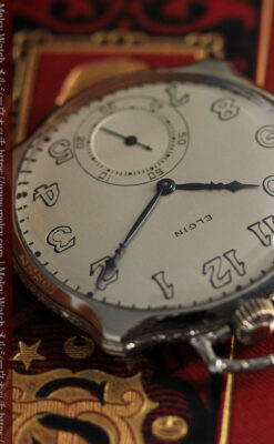 エルジン 特許を得た特殊な形のアンティーク懐中時計 【1927年製】-P2318-9