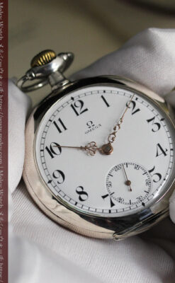 オメガの品格が伝わる銀無垢アンティーク懐中時計 【1907年製】-P2319-15