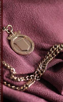 金無垢アンティーク懐中時計チェーン 盾の飾り 【1919年頃】-c0415-11