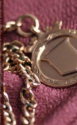 金無垢アンティーク懐中時計チェーン 盾の飾り 【1919年頃】-c0415-14