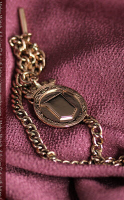 金無垢アンティーク懐中時計チェーン 盾の飾り 【1919年頃】-c0415-6