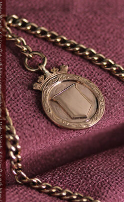 金無垢アンティーク懐中時計チェーン 盾の飾り 【1919年頃】-c0415-7