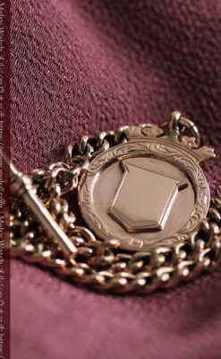 金無垢アンティーク懐中時計チェーン 盾の飾り 【1919年頃】-c0415-9