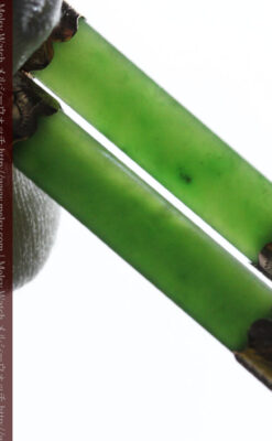 装飾されたグリーンストーン 金無垢アンティーク懐中時計チェーン 【1900年頃】-C0444-15