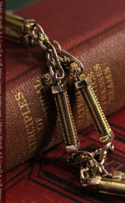 英国獅子の金無垢石付回転飾り 金無垢アンティーク懐中時計チェーン-C0497-16