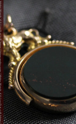 英国獅子の金無垢石付回転飾り 金無垢アンティーク懐中時計チェーン-C0497-25