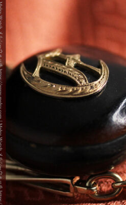 フリーメイソン金と木の飾り 金無垢アンティーク懐中時計チェーン-C0499-16