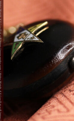 フリーメイソン金と木の飾り 金無垢アンティーク懐中時計チェーン-C0499-17