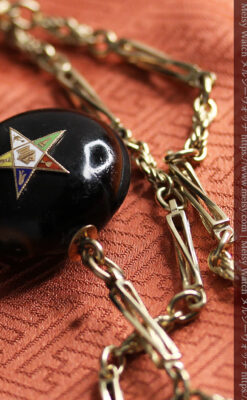 フリーメイソン金と木の飾り 金無垢アンティーク懐中時計チェーン-C0499-8