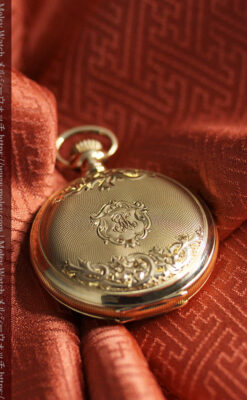 上品なケース装飾 ウォルサム金無垢アンティーク懐中時計 【1907年製】-P2320-1