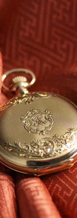 上品なケース装飾 ウォルサム金無垢アンティーク懐中時計 【1907年製】-P2320-1