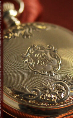 上品なケース装飾 ウォルサム金無垢アンティーク懐中時計 【1907年製】-P2320-10