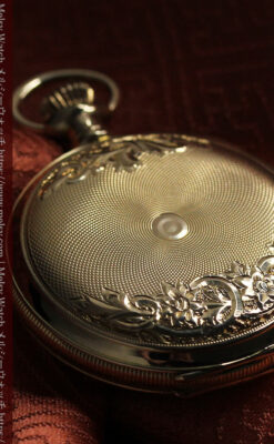 上品なケース装飾 ウォルサム金無垢アンティーク懐中時計 【1907年製】-P2320-13