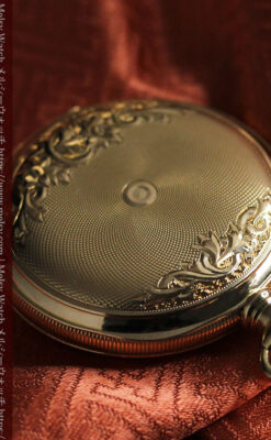 上品なケース装飾 ウォルサム金無垢アンティーク懐中時計 【1907年製】-P2320-14