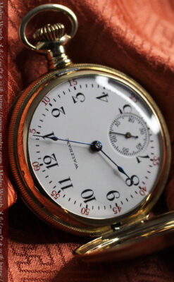 上品なケース装飾 ウォルサム金無垢アンティーク懐中時計 【1907年製】-P2320-16