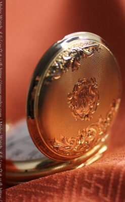 上品なケース装飾 ウォルサム金無垢アンティーク懐中時計 【1907年製】-P2320-17