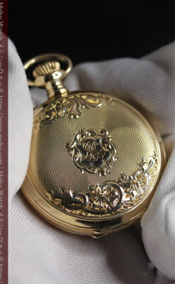 上品なケース装飾 ウォルサム金無垢アンティーク懐中時計 【1907年製】-P2320-18