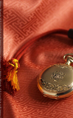 上品なケース装飾 ウォルサム金無垢アンティーク懐中時計 【1907年製】-P2320-3