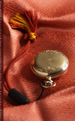 上品なケース装飾 ウォルサム金無垢アンティーク懐中時計 【1907年製】-P2320-4