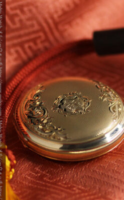 上品なケース装飾 ウォルサム金無垢アンティーク懐中時計 【1907年製】-P2320-6